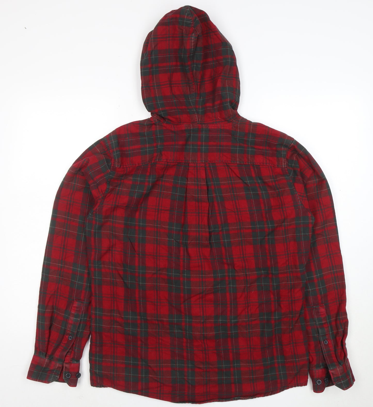 Eddie Bauer Women's Red Check Hooded Flannel Shirt Jacket M