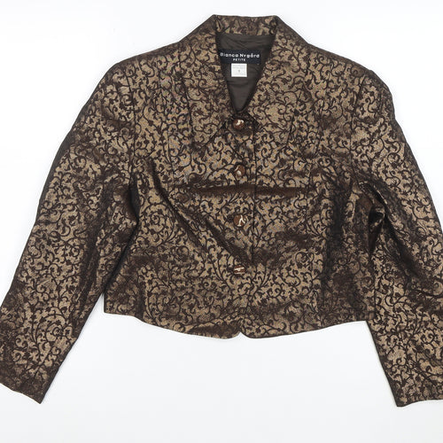 Bianca Nygård Petite Gold Brocade Cropped Blazer Size 10