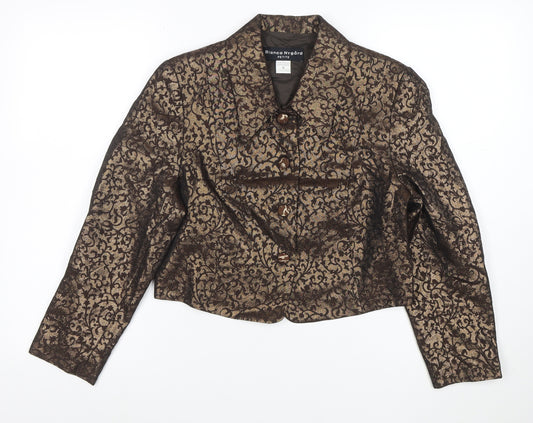 Bianca Nygård Petite Gold Brocade Cropped Blazer Size 10