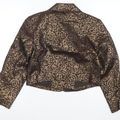 Bianca Nygård Petite Gold Brocade Cropped Blazer Size 10