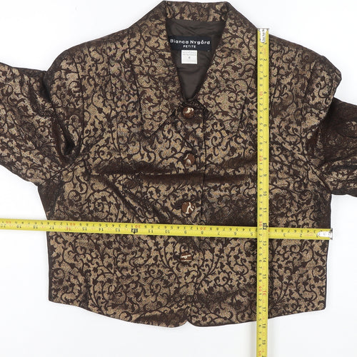 Bianca Nygård Petite Gold Brocade Cropped Blazer Size 10