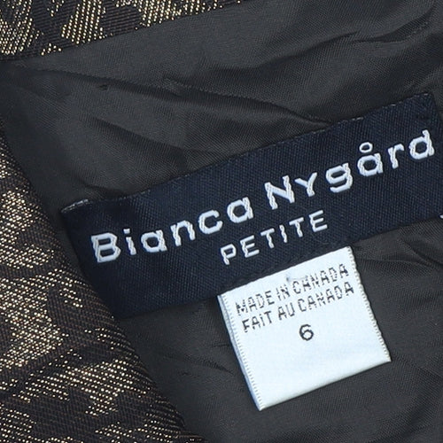Bianca Nygård Petite Gold Brocade Cropped Blazer Size 10