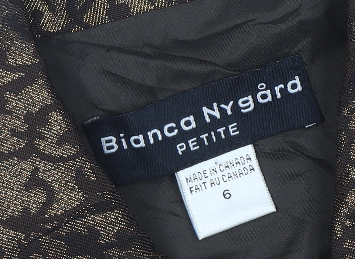 Bianca Nygård Petite Gold Brocade Cropped Blazer Size 10