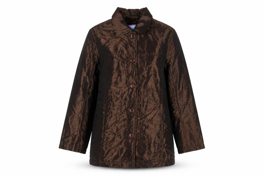 C-Force Women Brown Mid-Length Overcoat Size S Lined Button Jacket