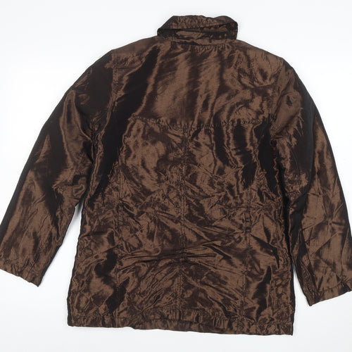 C-Force Women Brown Mid-Length Overcoat Size S Lined Button Jacket