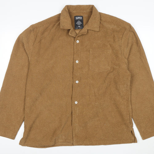 Super Massive Men’s Brown Corduroy Button-Up Shirt Size L