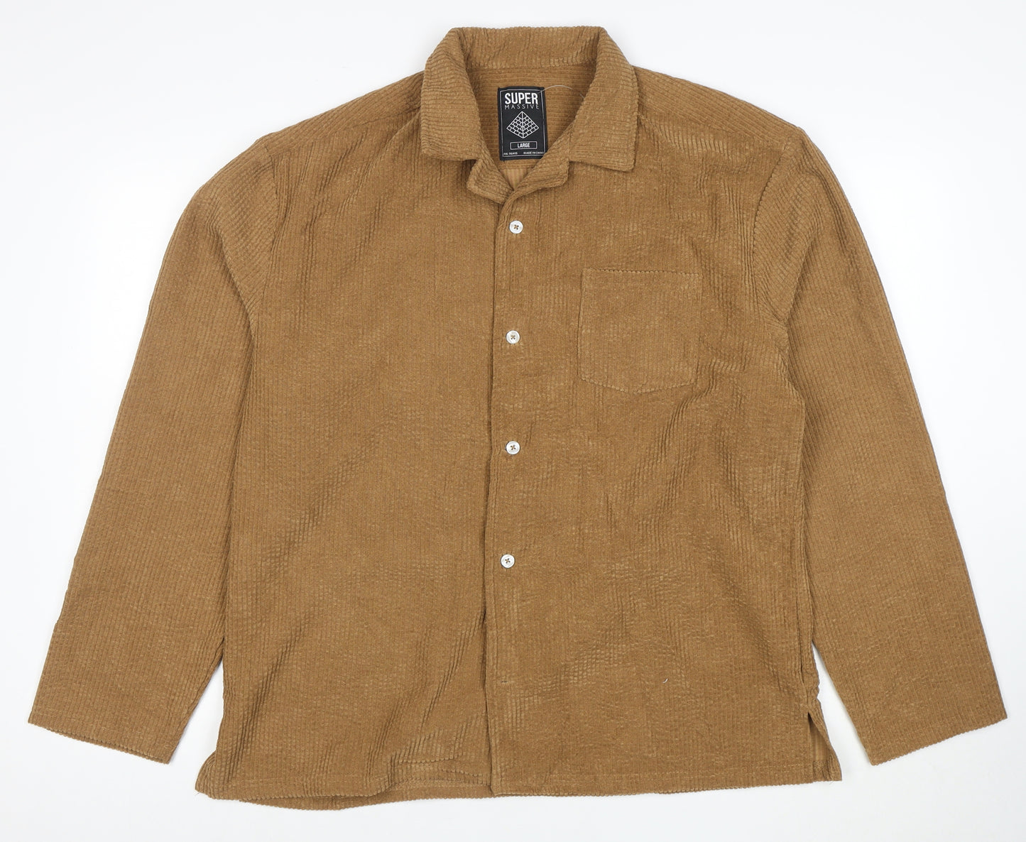 Super Massive Men’s Brown Corduroy Button-Up Shirt Size L