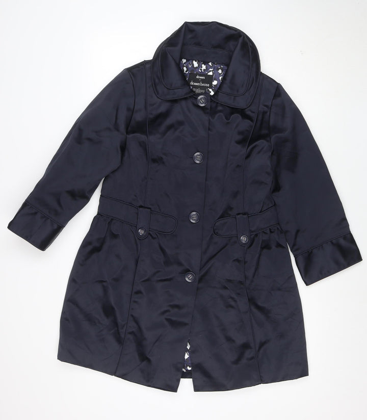 Dennis Basso Women’s Black Mid-Length Polyester Belted Coat Size S