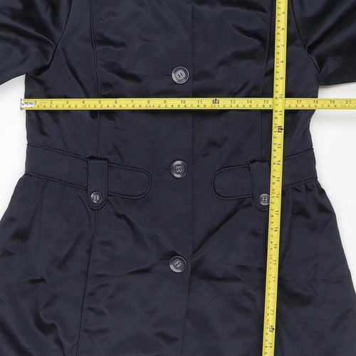 Dennis Basso Women’s Black Mid-Length Polyester Belted Coat Size S