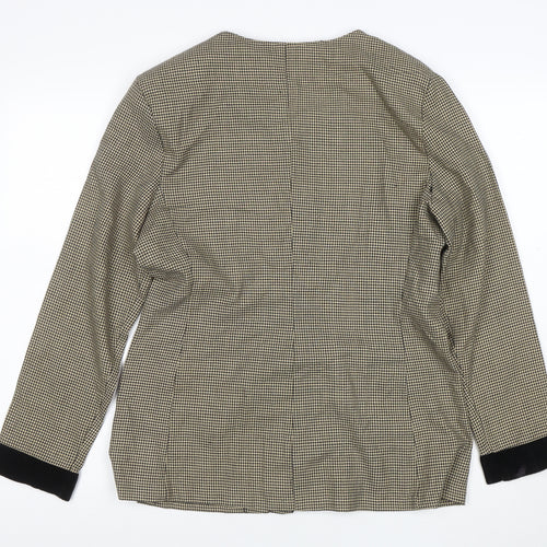 Melissa Harper Womens Beige Houndstooth Velvet Trim Suit Jacket Size 8