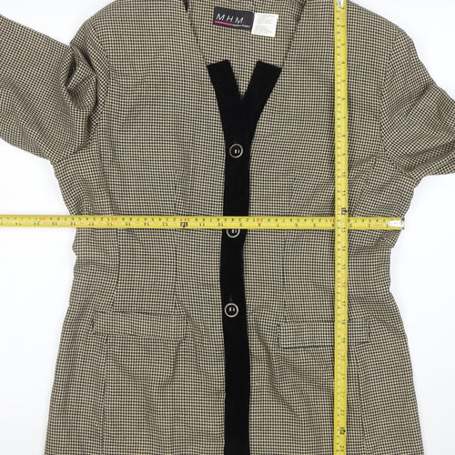 Melissa Harper Womens Beige Houndstooth Velvet Trim Suit Jacket Size 8