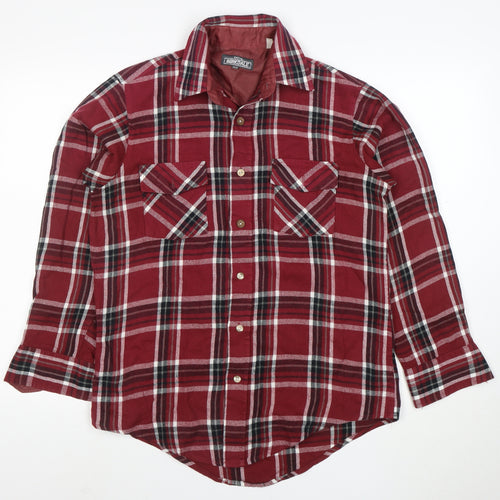 Birkdale Men's Red Plaid Flannel Long Sleeve Button-Up Shirt Size M