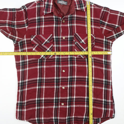 Birkdale Men's Red Plaid Flannel Long Sleeve Button-Up Shirt Size M