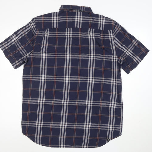 Vans Men's Blue Plaid Cotton Short Sleeve Button-Up Shirt L