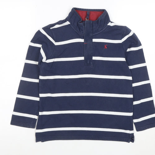 Joules Boys Navy Blue Striped Cotton Henley Sweatshirt 9 Years