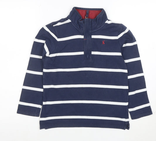 Joules Boys Navy Blue Striped Cotton Henley Sweatshirt 9 Years