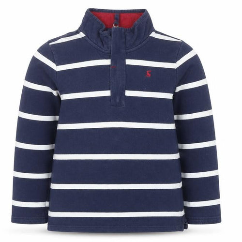 Joules Boys Navy Blue Striped Cotton Henley Sweatshirt 9 Years
