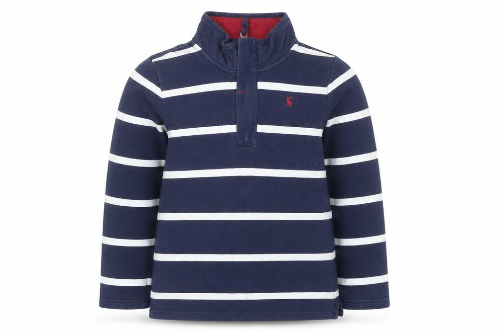 Joules Boys Navy Blue Striped Cotton Henley Sweatshirt 9 Years