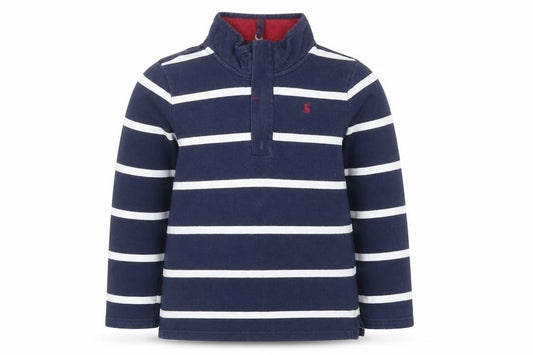 Joules Boys Navy Blue Striped Cotton Henley Sweatshirt 9 Years