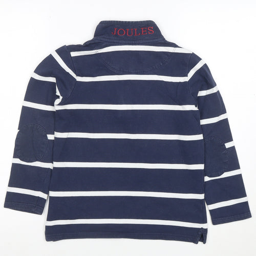 Joules Boys Navy Blue Striped Cotton Henley Sweatshirt 9 Years