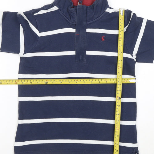 Joules Boys Navy Blue Striped Cotton Henley Sweatshirt 9 Years