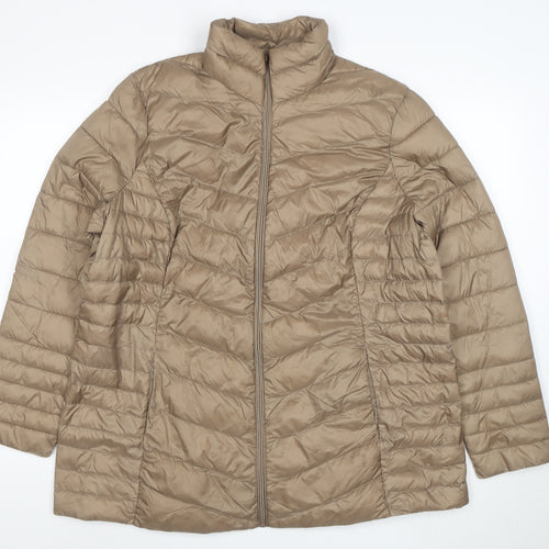 C&A Women's Beige Puffer Jacket Size 18 Lightweight Quilted Zip Coat