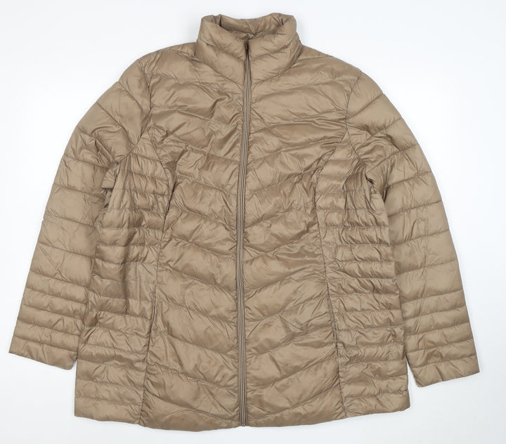 C&A Women's Beige Puffer Jacket Size 18 Lightweight Quilted Zip Coat