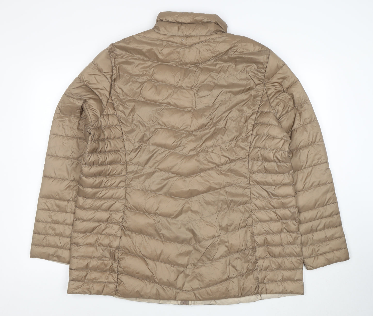 C&A Women's Beige Puffer Jacket Size 18 Lightweight Quilted Zip Coat