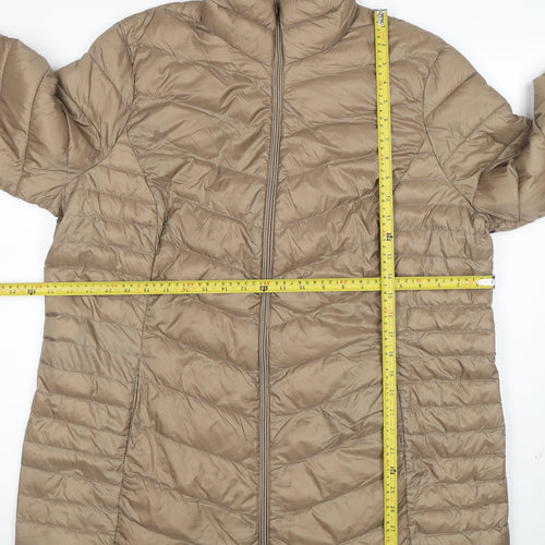 C&A Women's Beige Puffer Jacket Size 18 Lightweight Quilted Zip Coat