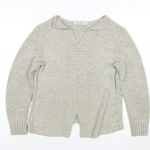 Anne Cramond Fine Knits Women's Beige Wool Blend V-Neck Jumper M