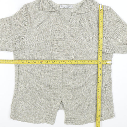 Anne Cramond Fine Knits Women's Beige Wool Blend V-Neck Jumper M