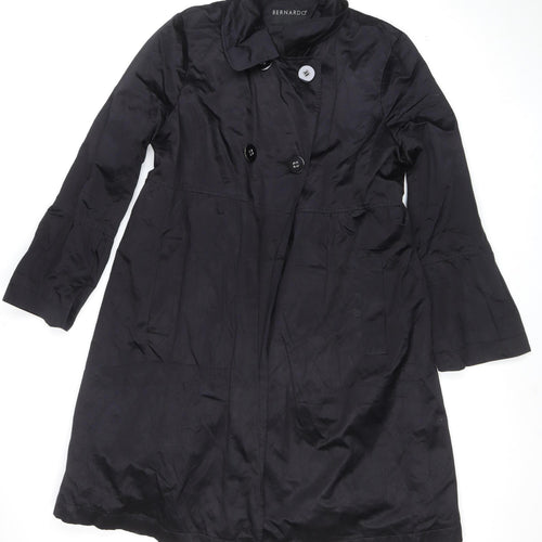 Bernardo Women's Black Long Trench Coat Size L Classic Style