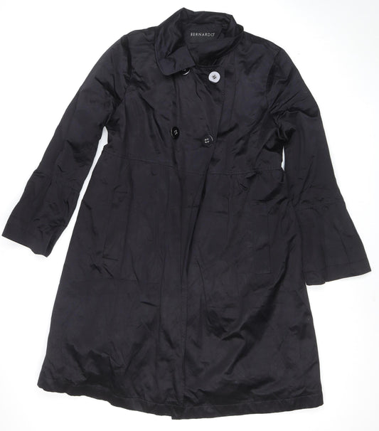 Bernardo Women's Black Long Trench Coat Size L Classic Style
