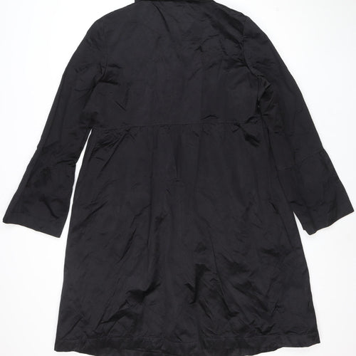 Bernardo Women's Black Long Trench Coat Size L Classic Style