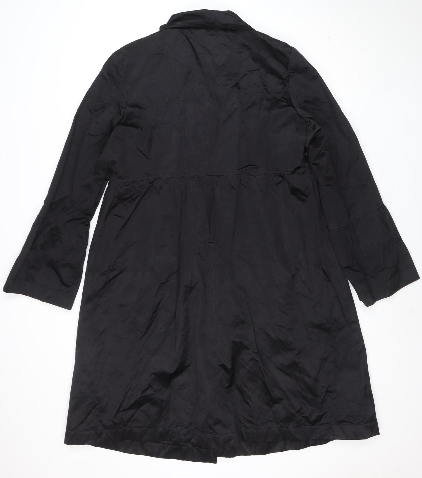 Bernardo Women's Black Long Trench Coat Size L Classic Style