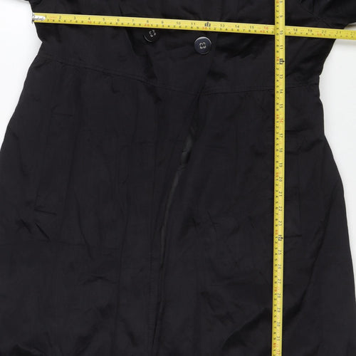 Bernardo Women's Black Long Trench Coat Size L Classic Style