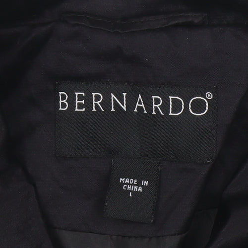Bernardo Women's Black Long Trench Coat Size L Classic Style