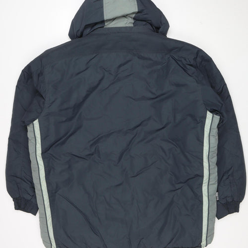 Brugi Men's Blue Mid-Length Puffer Jacket Size 52 Waterproof Hooded