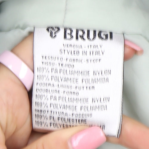 Brugi Men's Blue Mid-Length Puffer Jacket Size 52 Waterproof Hooded