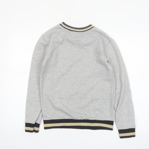 Harry Potter Hufflepuff Grey Sweatshirt Women UK 6 Crew Neck Long Sleeve