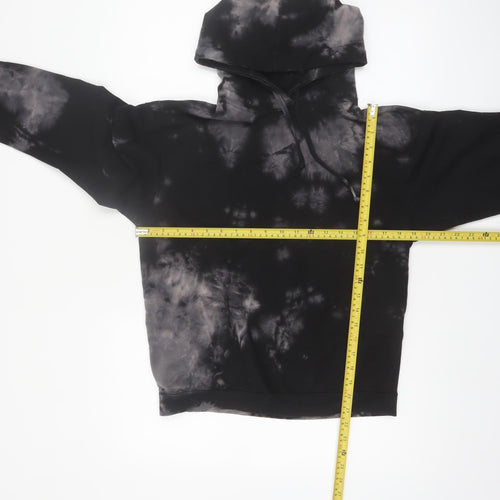 Boohoo Womens Black Tie Dye Pullover Hoodie UK 8 Cotton Blend