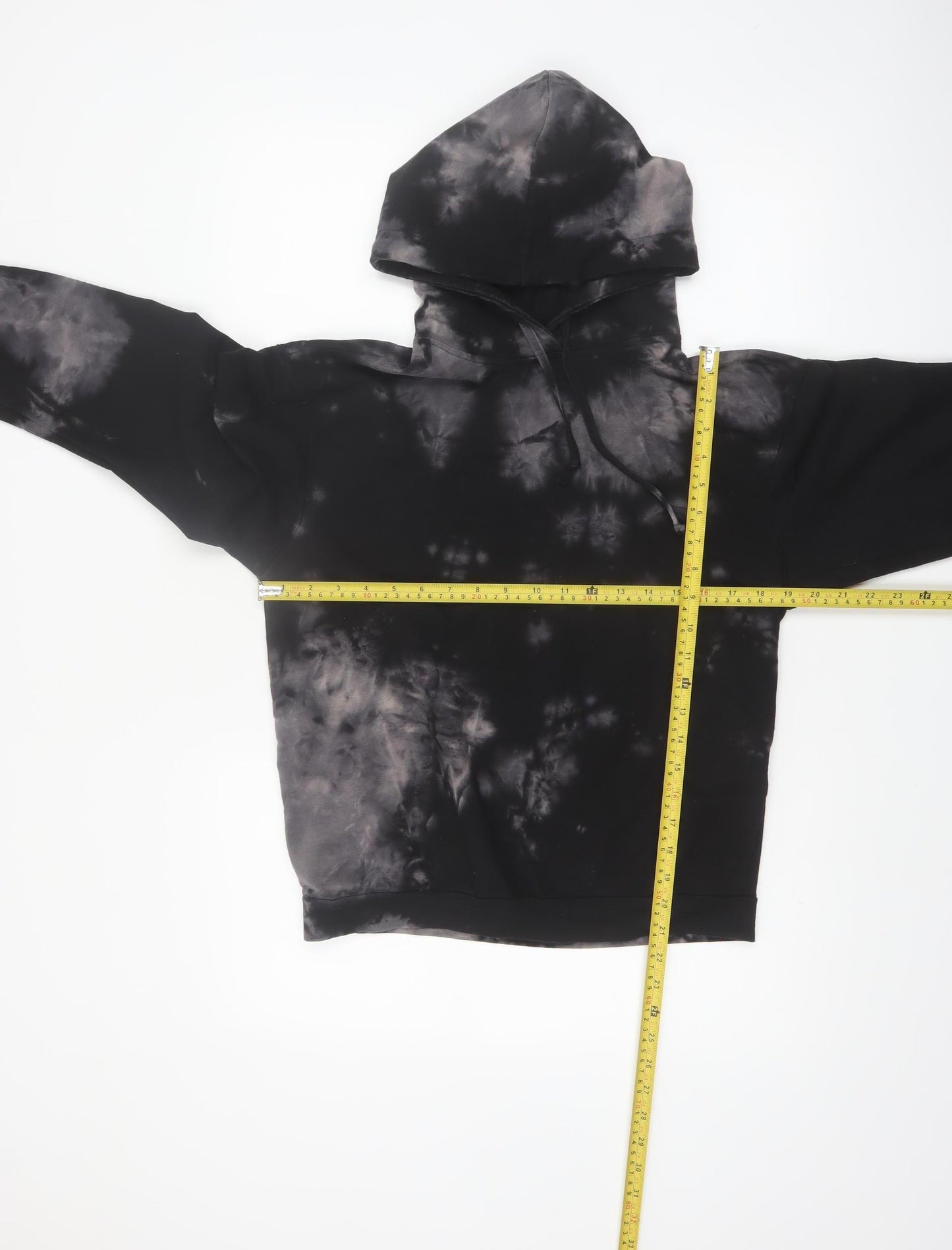 Boohoo Womens Black Tie Dye Pullover Hoodie UK 8 Cotton Blend