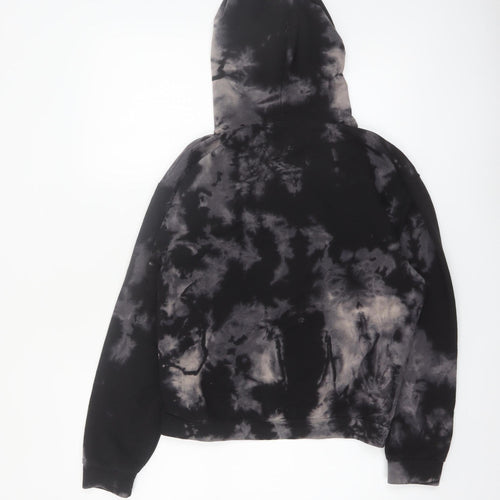 Boohoo Womens Black Tie Dye Pullover Hoodie UK 8 Cotton Blend