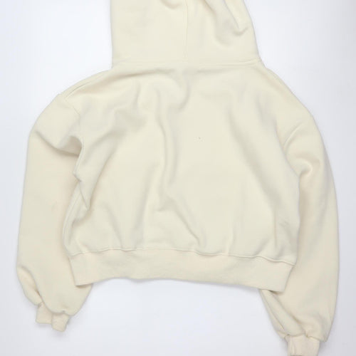 HELLOMILKTEE Womens Beige Pullover Hoodie Size S with Logo Print