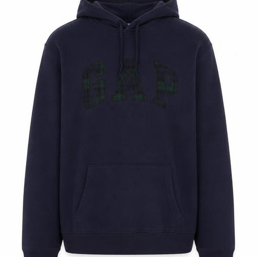 Gap Men's Blue Pullover Hoodie L Logo Fleece Sweatshirt