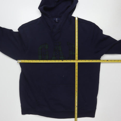 GAP Men's Blue Pullover Hoodie L Logo Fleece Sweatshirt