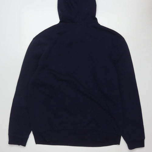 GAP Men's Blue Pullover Hoodie L Logo Fleece Sweatshirt