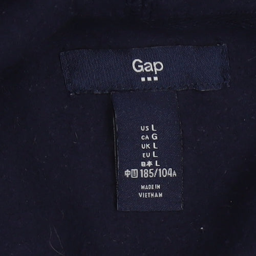 GAP Men's Blue Pullover Hoodie L Logo Fleece Sweatshirt