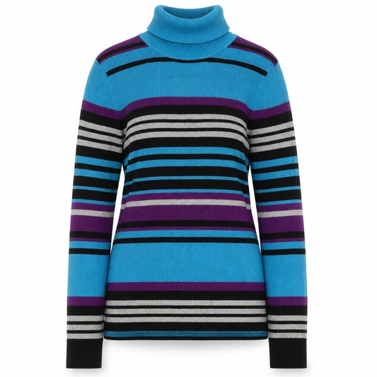 Front view of Northern Reflections women’s multicoloured cotton roll neck jumper l