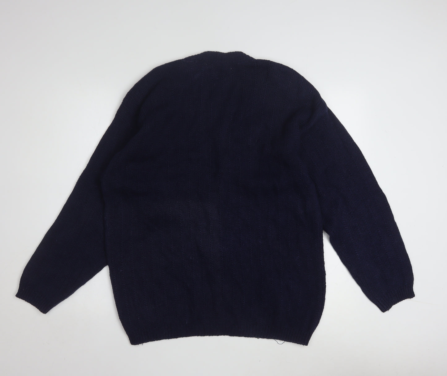 Chaus Women's Blue Embroidered Fair Isle Knit Cardigan L